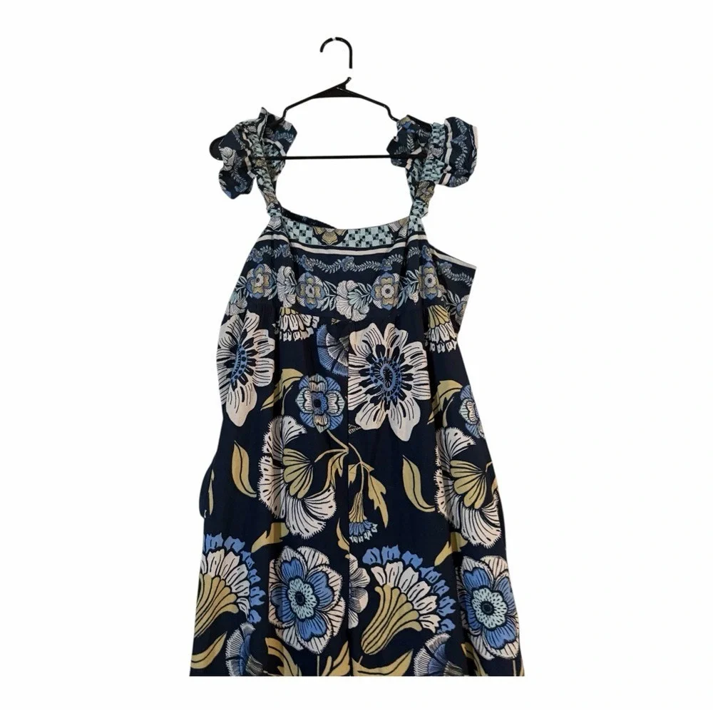 Free People Bali Albright Boho Floral 100% Cotton Jumpsuit Wide Leg Size XL NWT - Picture 7 of 9